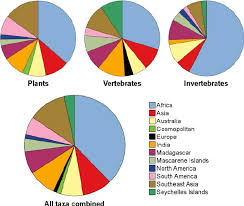 Pie Charts Representing Geographic Distributions Of