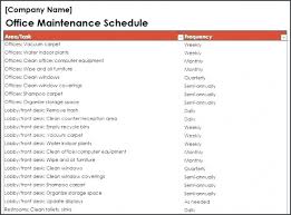 office maintenance schedule excel