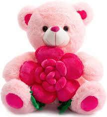 pink teddy bear with large rose 16