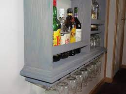 Weathered Gray Wine Rack Liquor Cabinet