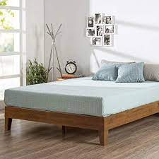 Zinus 12 Inch Deluxe Wood Platform Bed No Boxspring Needed Wood Slat Support Rustic Pine Finish King