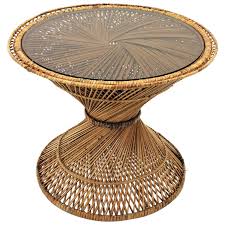 Woven Wicker And Rattan Emmanuelle Peacock Coffee Table Spain 1960s For Sale At 1stdibs