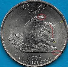 2005 P Kansas State Quarter Error Coin Rev Die Break