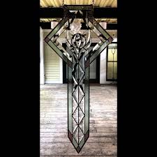 Stained Glass Panel Prairie Rose Cross