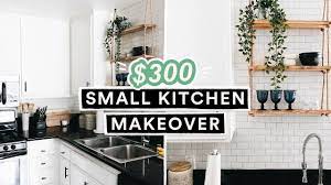 The limited countertop space available smartly houses the sink, stovetop, and prepping area without making it. 300 Diy Small Kitchen Makeover Reveal Renter Budget Friendly Youtube