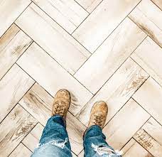 diy herringbone tile flooring