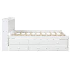 White Wood Frame Full Size Platform Bed