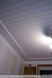 Painted Wood Plank Ceiling