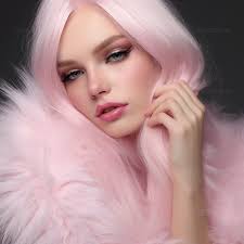 pink straight hair makeup