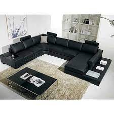 T35 Black Bonded Leather Sectional Sofa