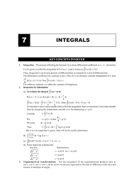 Cbse Class 12 Maths Chapter 7 Integrals Formula