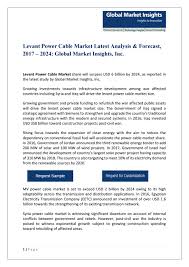 Pdf For Levant Power Cable Market Latest Research 2017 By