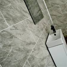 Grey Marble Bathroom Tile Effect Wall