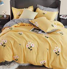 cotton yellow pink blue bedding sets