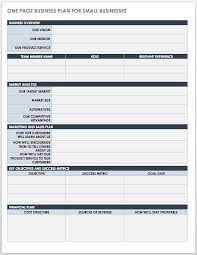 one page small business plan template