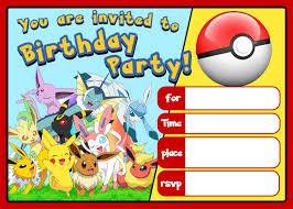 pokemon invitations birthday party