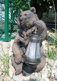 Grizzly Bear W Lantern Outdoor Garden