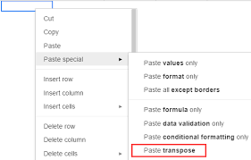 google sheets transpose function