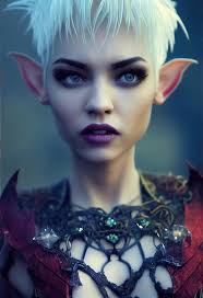 female elf warrior with green hair