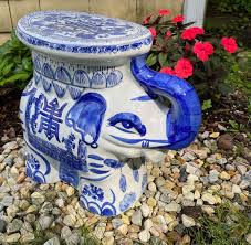 Garden Elephant Seat Chinese Blue