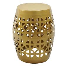 gold garden stool side table wooden