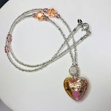 Murano Heart Sterling Silver Necklace