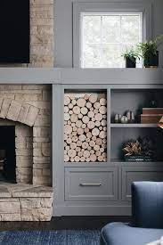 Rustic Stone Fireplace With Gray Built