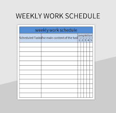 weekly work schedule excel template and