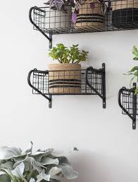 Basket Wall Shelf In White Wirework In