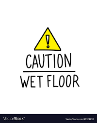 caution wet floor warning sign hand