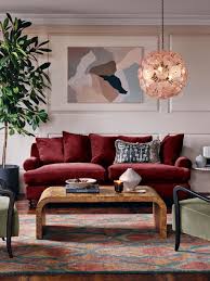 Living Room With A Red Couch
