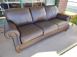ethan allen brown leather sofa roth