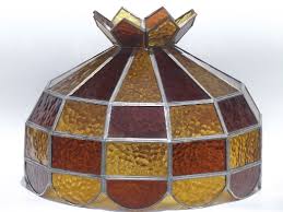 Vintage Leaded Glass Lamp Shade Amber