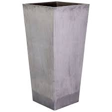 tall grey tapered square plant pot