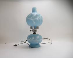 hurricane lamp blue glass flower mold