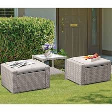 3 Piece Wicker 2 Ottoman Chairs And