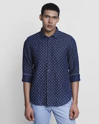 Soren Casual Linen Printed Shirt In Indigo – blackberrys-clothing