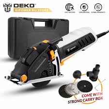 Us 64 99 35 Off Deko Qd6905 Mini Electric Circular Saw Power Tool With Laser Guide 4 Blades Dust Passage Allen Key Auxiliary Handle Bmc Box In