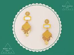 handmade bangalore mustered yellow earrings