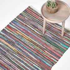 multi coloured striped cotton chindi rug