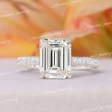 2 5ct Emerald Cut Moissanite Engagement