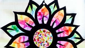 tissue paper stained glass flower craft