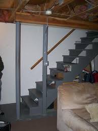 unfinished basement stairs in
