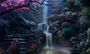 Waterfall Digital Art Garden