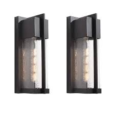 Maxax Montpelier Black Sand Black 13 H Hardwired Water Glass Outdoor Wall Lantern Sconce With Dusk To Dawn Set Of 2 2418 1w