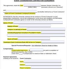 Event Coordinator Agreement Template 11 Event Contract Templates