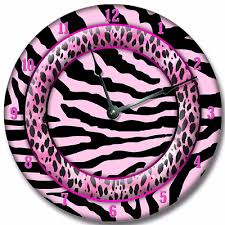 wall clock pink zebra nursery art baby