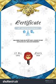 Christmas Certificate Blue Gold Border Snowflake Stock Vector
