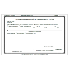 florida acknowledgment certificate pad