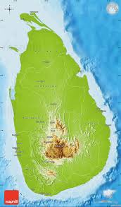 Physical Map Of Sri Lanka Single Color Outside Bathymetry